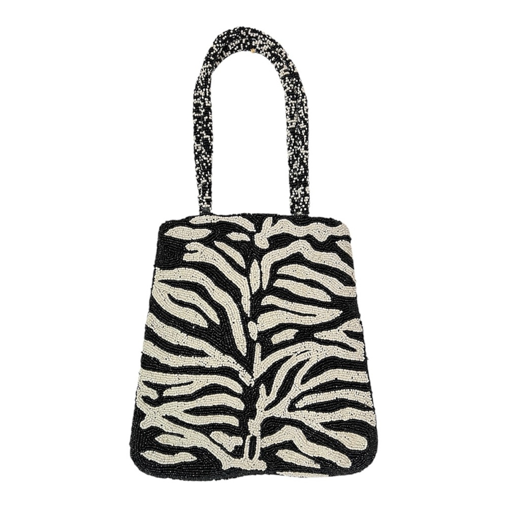 Vintage Talisman by Kate Geddes Beaded Zebra Print Purse
